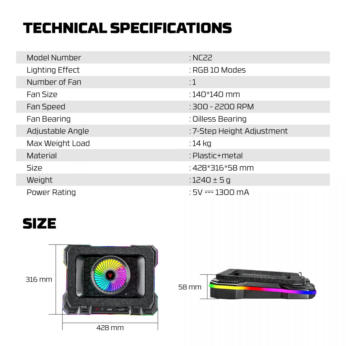 Fantech NC22 Laptop Cooler - Image 9