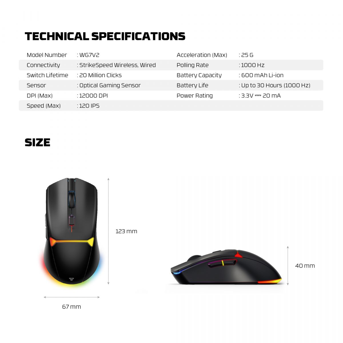 Fantech WG7V2 Crypto II Wireless Gaming Mouse - Image 11
