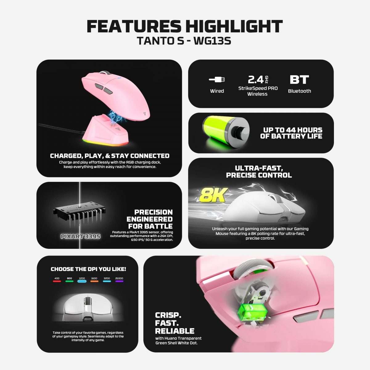 Fantech WG13S Tanto S Wireless Gaming Mouse - Image 5