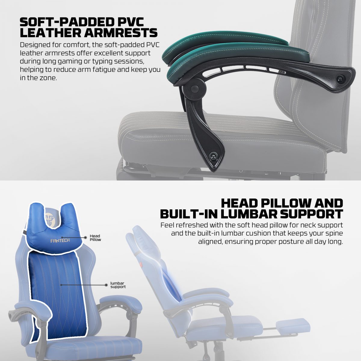 Fantech GC193 Gaming Chair With Adjustable Legrest - Image 6