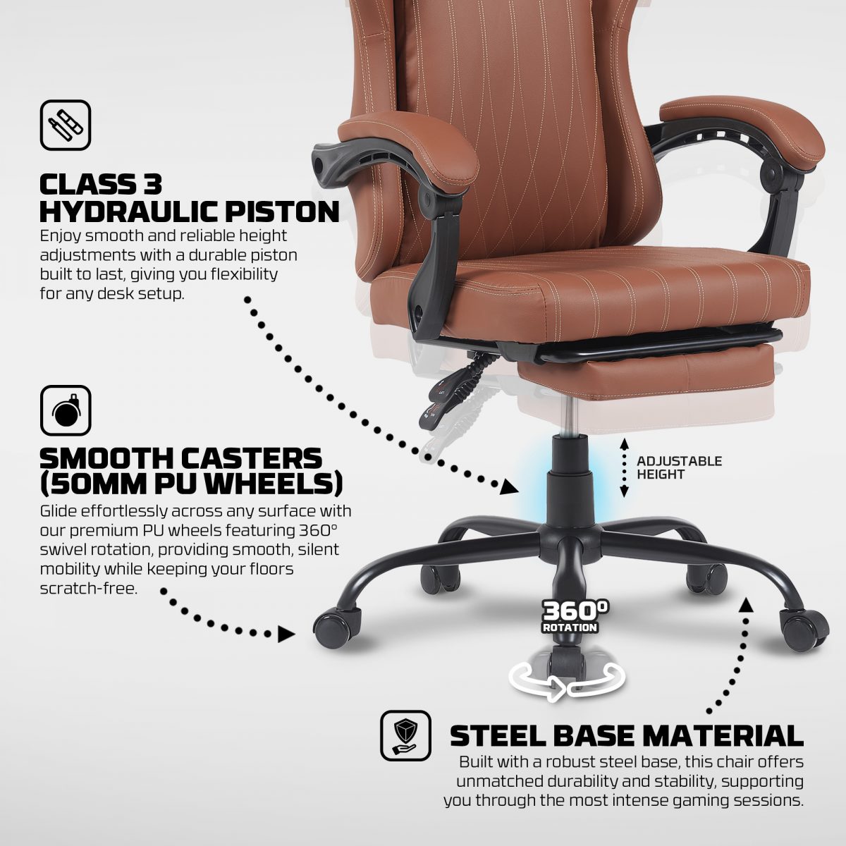Fantech GC193 Gaming Chair With Adjustable Legrest - Image 5