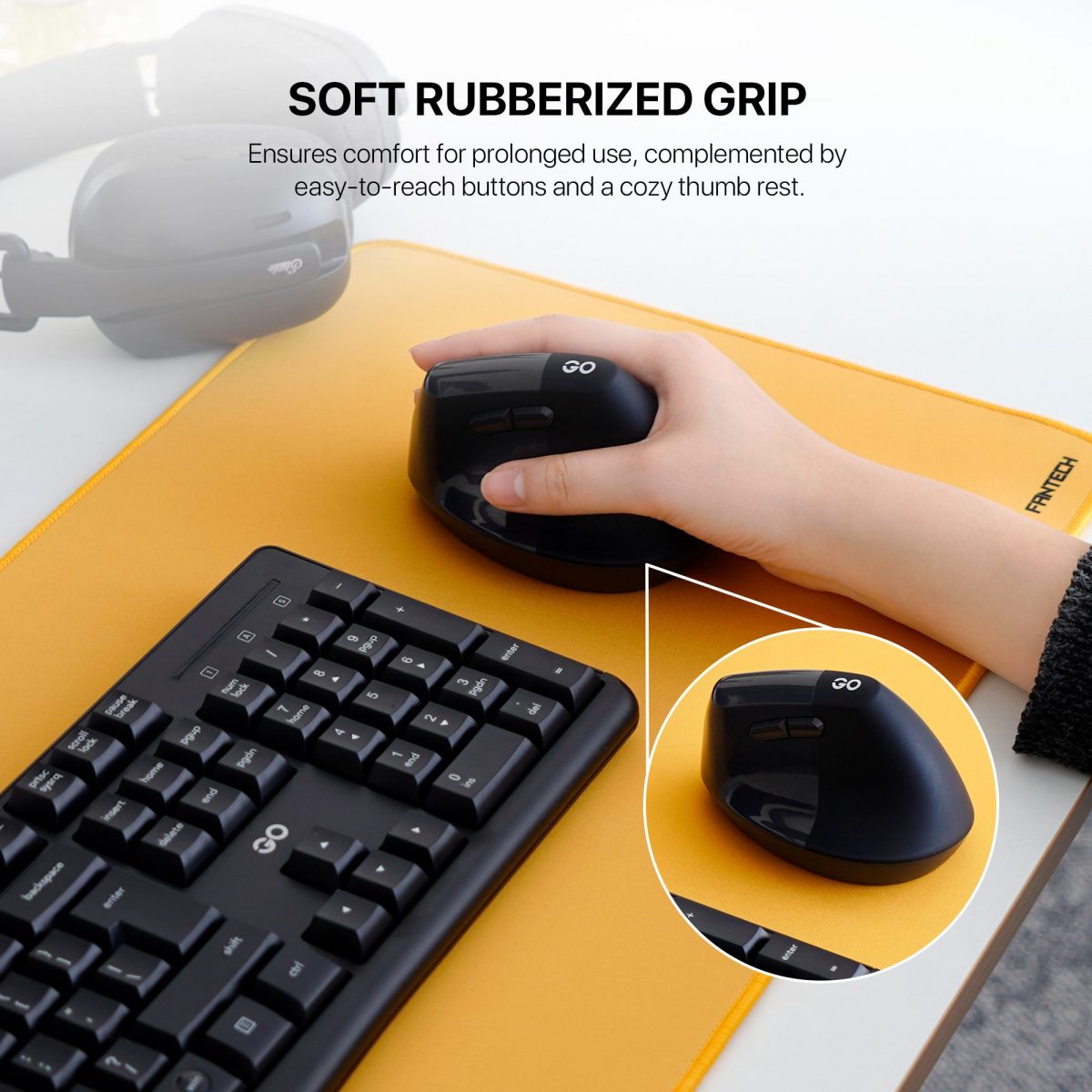 Fantech W195 GO Comfy Mouse Vertical Ergonomic Design Wireless & Bluetooth Connection Compact Mouse - Image 4