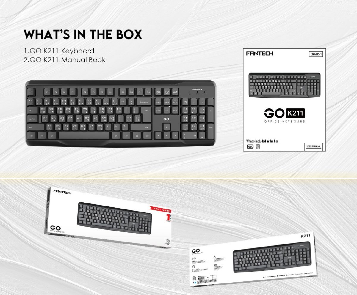 Fantech K211 104-Key Full-Size Wired Keyboard – Lightweight & Multi-OS Compatible - Image 2