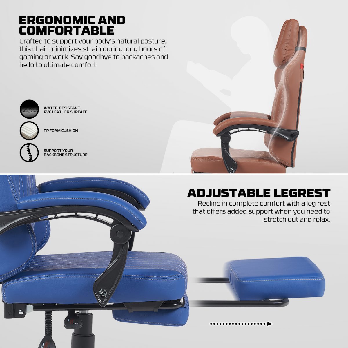 Fantech GC193 Gaming Chair With Adjustable Legrest - Image 3