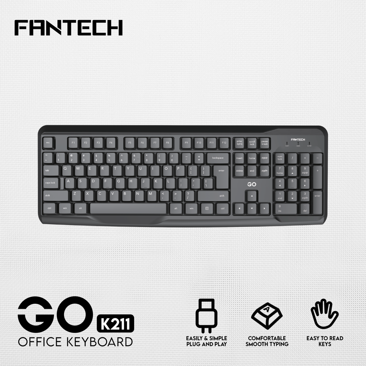 Fantech K211 104-Key Full-Size Wired Keyboard – Lightweight & Multi-OS Compatible - Image 1